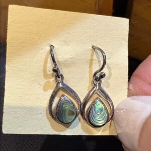 SterlingSilver and Green‎ Teardrop Earrings